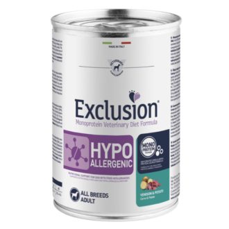   EXCLUSION CANINE HYPOALLERGENIC VENISON & POTATO (SZARVASHÚSSAL ÉS BURGONYÁVAL) KONZERV 400G